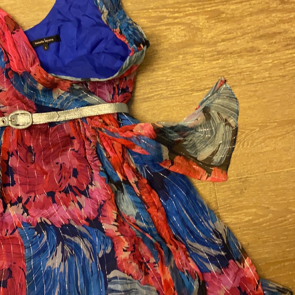 New Anthropologie Nanette Lepore Silk Floral Belted Cocktail Dress Valentines 6 - Picture 6 of 6